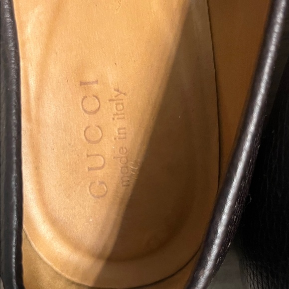 Gucci Dark Brown Leather Loafers with Red and Green Accents